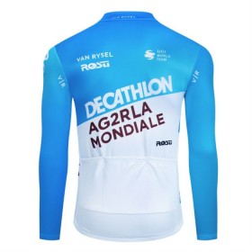Wielershirt 2024 Decathlon Ag2r Lange Mouw Blauw Wit